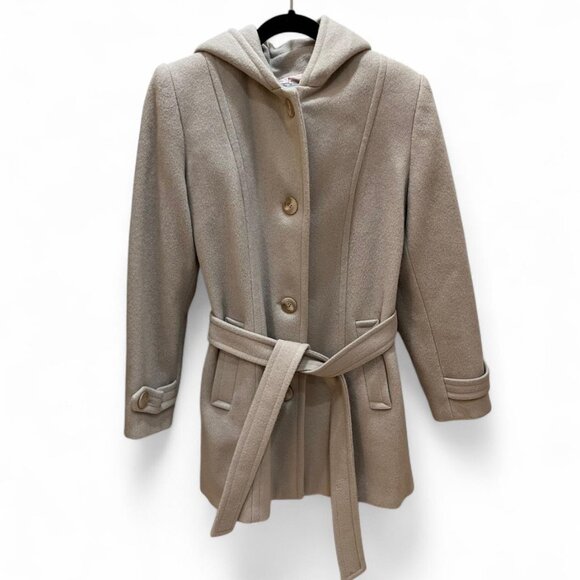 J. Percy for Marvin Richards Vintage Beige Peacoat w/ Hood | Women's M - Picture 1 of 2